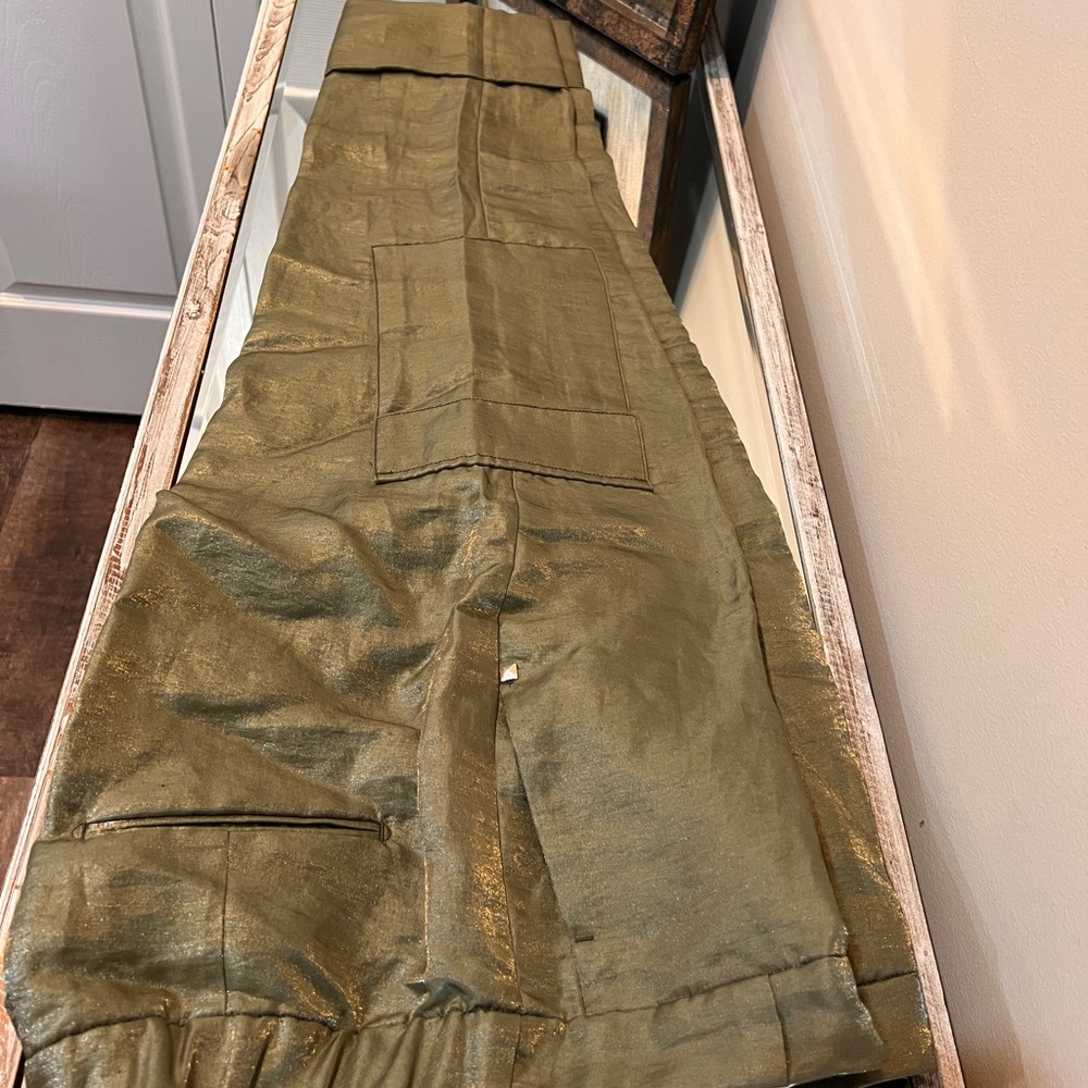 Women Linen Olive Green Pants